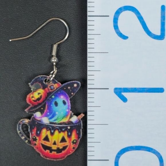 ๐ Halloween Ghost in Pumpkin Cup Earrings (NWOT) - Picture 6 of 6